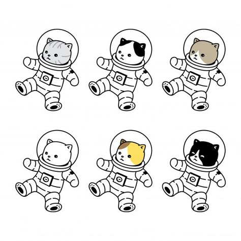 Cat kitten icon space suit pet cartoon | Premium Vector #Freepik #vector Space Suit Drawing, Kitten Icon, Astronaut Drawing, Helmet Drawing, Astro Cat, Cat Tattoo Simple, Space Doodles, Astronaut Tattoo, Space Animals