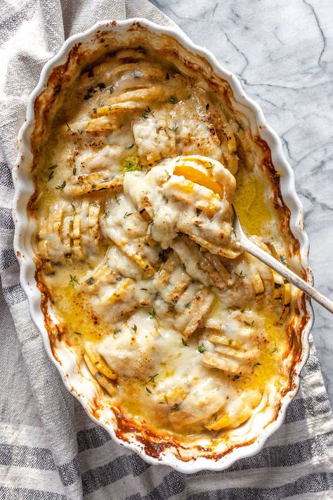 Delicata Squash Gruyère Gratin - A Cultivated Living Squash Gratin, Delicata Squash Recipe, Keto Side Dish, Keto Side, Delicata Squash, Keto Side Dishes, Meal Suggestions, Winter Squash, Squash Recipes