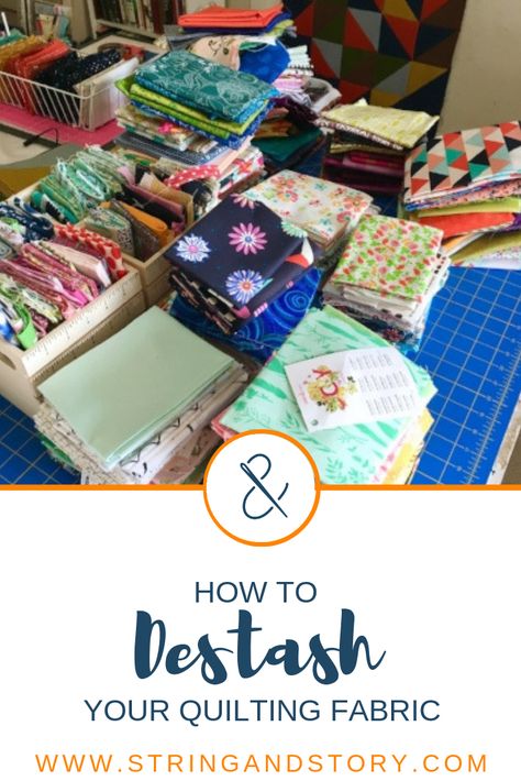 how to DESTASH your QUILTING FABRIC: How do you know when to use up scraps and extra fabric? And how do you go about doing that? Bottom line, if your stash feels overwhelming and / or if you feel frustrated by futile efforts to shop your stash, keep reading. Click through for my tips and tutorials on destashing... #quiltpatterns #howtoquilt #quilting #quiltingtutorial #sewing #howtosew #destash Fabric Stash Buster, Fabric Organization, Sewing Room Inspiration, Sewing Videos, Quilt Tips, Quilt Studio, Quilts Patterns, Sewing And Quilting, Fabric Boxes