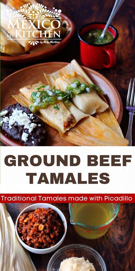 Ground Beef Tamales, Ground Beef Tamales Recipe, Beef Tamales Recipe, Tamale Meat Recipe, Recipe For Tamales, Authentic Tamales Recipe, Tamale Recipes, Homemade Tamales Recipe, Chicken Tortillas