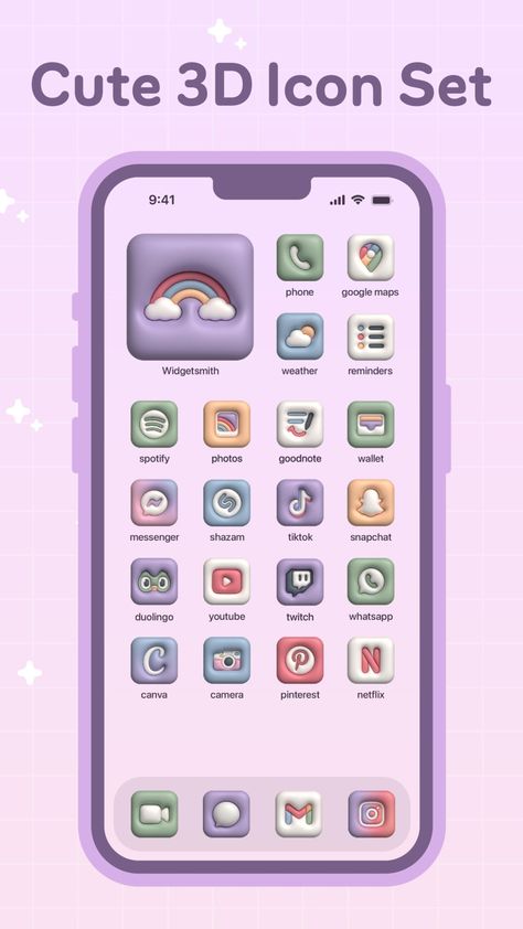 200 Cute 3D Ios App Icons iPhone Homescreen Theme Widgets & Wallpapers Included - Etsy Brazil Ios 3d Icon, Pastel App Icons, Homescreen Theme, Widgets Iphone, Android App Icon, App Icons For Iphone, Icons For Iphone, Ios Themes, Kawaii App