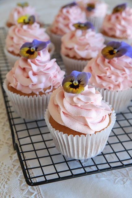 Pansies and Violas Look Great in the Spring Garden and On the Table Too! • Preen Viola Flower, Spring Cake, Spring Green, Refreshing Drinks, Spring Garden, Mini Cupcakes, The Table, Pansies, Fresh Flowers