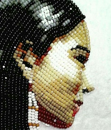 Beaded Portraits, Bead Portrait, Indigenous Beading, Hand Beaded Embroidery, Beaded Art, Beadwork Embroidery, Native Beadwork, Beads Pictures, Art Jewelry Contemporary