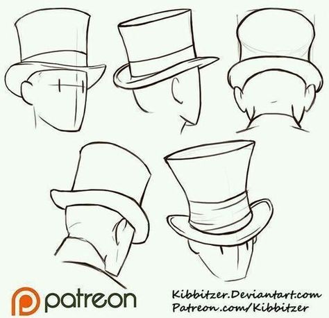 Hats Reference, Top Hat Drawing, Reference Sheet, Top Hats, Poses References, Anatomy Reference, Drawing Clothes, Art Poses, Drawing Poses