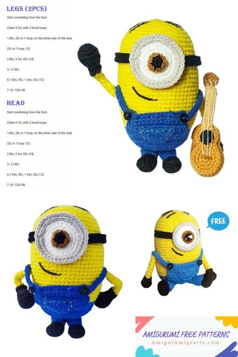 Best Minion Amigurumi Free Pattern - Amigurumi Pattern Crochet Minions Pattern Free Amigurumi, Minions Amigurumi, Minion Toys, Minion Crochet Patterns, Crochet Minion, Minion Toy, Minion Crochet, Christmas Elf Doll, Magic Ring