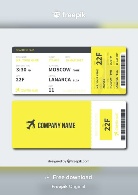 Yellow boarding pass in flat design Prem... | Premium Vector #Freepik #vector #travel #design #ticket #airplane Boarding Ticket Design, Ticket Flyer Design, Airplane Ticket Design, Air Ticket Design, Travel Ticket Design, Ticket Airplane, Boarding Pass Design, Airport Tickets, Airplane Ticket