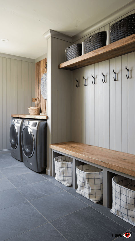 10 Laundry Room Ideas for Every Style and Space - I Luve It Laundry Room Turned Mudroom, Laundry And Game Room, Built In Bench Laundry Room, Laundry Room Ideas Mudroom Entryway, Laundry Room In Closet Walk In, Laundry Room Backpack Storage, Barndominium Mudroom Laundry Room, Built In Shelves Laundry Room, Mudroom In Laundry Room