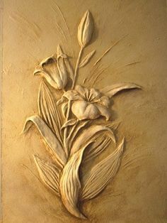 floral relief Drywall Art, Relief Carving, Plaster Crafts, Plaster Wall Art, 3d Cnc, Clay Wall Art, Wood Carving Designs, Flower Carving, Wood Carving Patterns