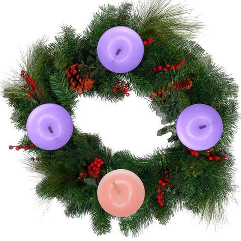 Catholic Advent Wreath, Diy Advent Wreath, Purple Pillar Candles, Catholic Advent, Advent Wreath Diy, Advent Wreath Candles, Advent Wreaths, 4 Advent, First Sunday Of Advent