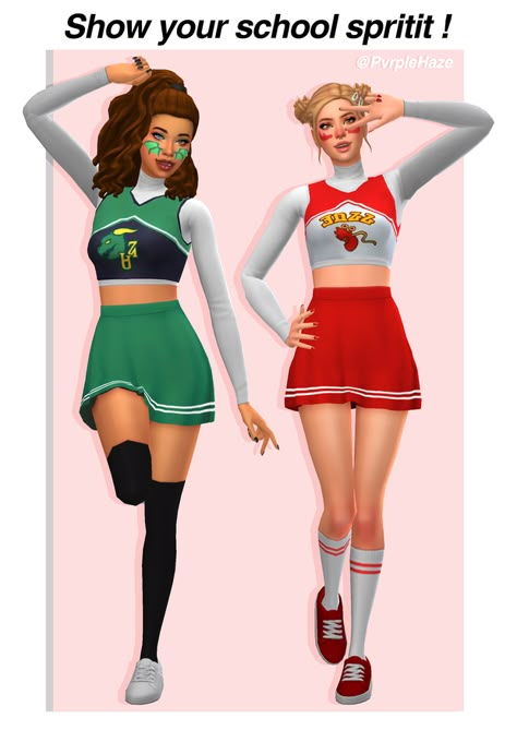 ☽ Show your school spirit ! - Female ☾ | ☽ PvrpleHaze Sims ☾ on Patreon Sim4 Cc, Cheerleader Outfit, Cc Clothes, The Sims 4 Pc, Pelo Sims, The Sims 4 Packs, Sims 4 Game Mods, Sims 4 Mm Cc, Clothes Cc