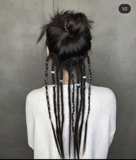 Dreadlock Half Up Half Down, Half Dreads Styles For Women White, Partial Dread Hairstyles For Women, Peek A Boo Dreads, Under Dreads Hair, Braids Underneath Hair, Dreadlocks Underneath, Peekaboo Dreadlocks, Dreads On Short Hair