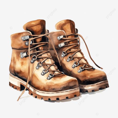 watercolor hiking boots watercolor hiking-boots adventure png Hiking Boot Illustration, Transparent Watercolor, Adventure Boots, Transparent Image, Aztec Design, Design Background, Cake Inspiration, Png Transparent, Png Image