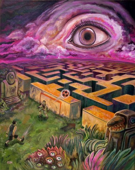 Dario Meckler - The Maze Maze Drawing, Trippy Backgrounds, Surealism Art, Traditional Media, A Level Art Sketchbook, Animal Illustration Art, Psychadelic Art, Surreal Artwork, Trippy Painting