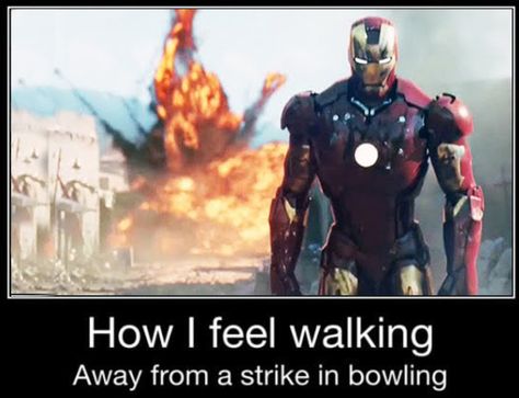 Is this how you feel walking away from a #strike? #GoBowling #IronMan #TonyStark #Explosion #Bowling #Movies #Marvel 4 Panel Life, Dude Perfect, Clipuri Video, Memes Humor, Have A Laugh, E Card, What’s Going On, Everyone Knows, How I Feel