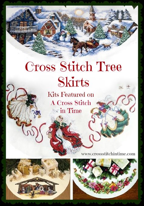 Snowflake Tree Skirt, Dimensions Cross Stitch, Christmas Tree Skirts Patterns, Tree Skirt Pattern, Xmas Tree Skirts, Cross Stitch Tutorial, Cross Stitch Angels, Last Minute Christmas Gifts, Cross Stitch Tree