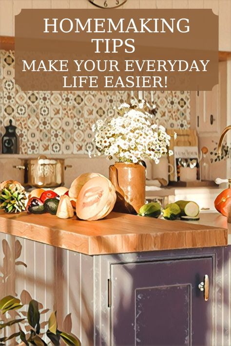 Homemaking tips to make your daily life easier. Creating schedules, learning skills and forming good habits will help you on your journey. Cozy Homemaking, Simple Homemaking, Housewife Life, Homemaker Schedule, Happy Homemaking, Homemaking Tips, Living Simply, Household Management, Homesteading Skills