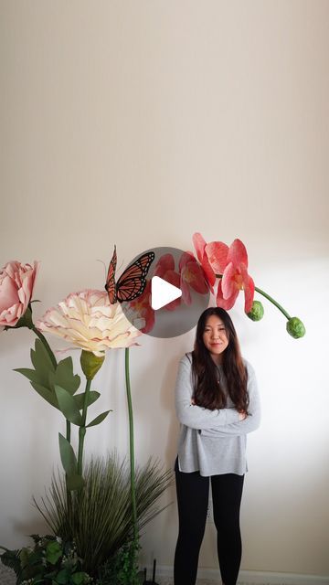 Sara Kim on Instagram: "Giant paper orchid full tutorial now available on my channel showing you how to DIY your base and stem to stand on its own. Perfect backdrop for lunar new year 💕" Paper Orchid, Lunar New, Orchids, Instagram