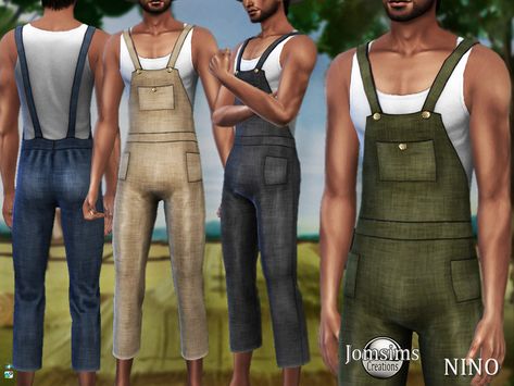 Nino farmer overalls Found in TSR Category 'Sims 4 Male Everyday' Sims 4 Male Overalls, Cottagecore Clothes Male, Farmer Overalls, Sims 4 Cottage, Sims 4 Men Clothing, Farmer Outfit, Sims Stories, Cottagecore Clothes, Farm Clothes