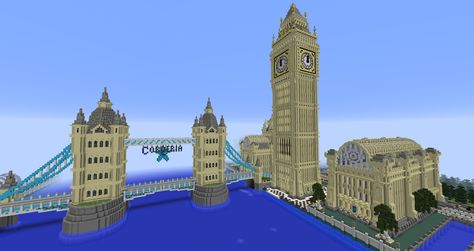 Landmarks of London in Minecraft Minecraft London House, Minecraft Landmarks, London Minecraft, Minecraft Tower, City Minecraft, Minecraft Town, London Clock, Town Building, Minecraft City