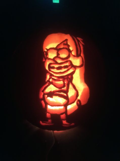 K's 2012 carve.  Mabel from Gravity Falls Pumpkin Carving Ideas Gravity Falls, Gravity Falls Pumpkin Carving, Gravity Falls Pumpkin, Mystery Shack, Pumpkin Carvings, Crafts With Pictures, Awesome Stuff, Gravity Falls, Jack O Lantern