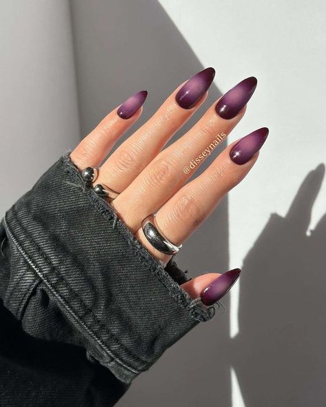 October Nail Ideas, Dark Purple Nails, Plum Nails, Lilac Nails, Airbrush Nails, Purple Nail Designs, October Nails, Purple Nail, Thanksgiving Nails