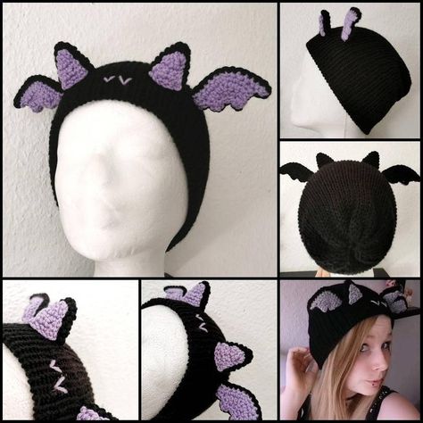 Bat Beanie Pastel Goth Halloween Gift Witchcraft Cute | Etsy Pastel Goth Crochet, Bat Beanie, Cute Winter Hat, Bat Hat, Goth Harajuku, Cute Winter Hats, Crochet Bat, Goth Halloween, Hat Patterns Free