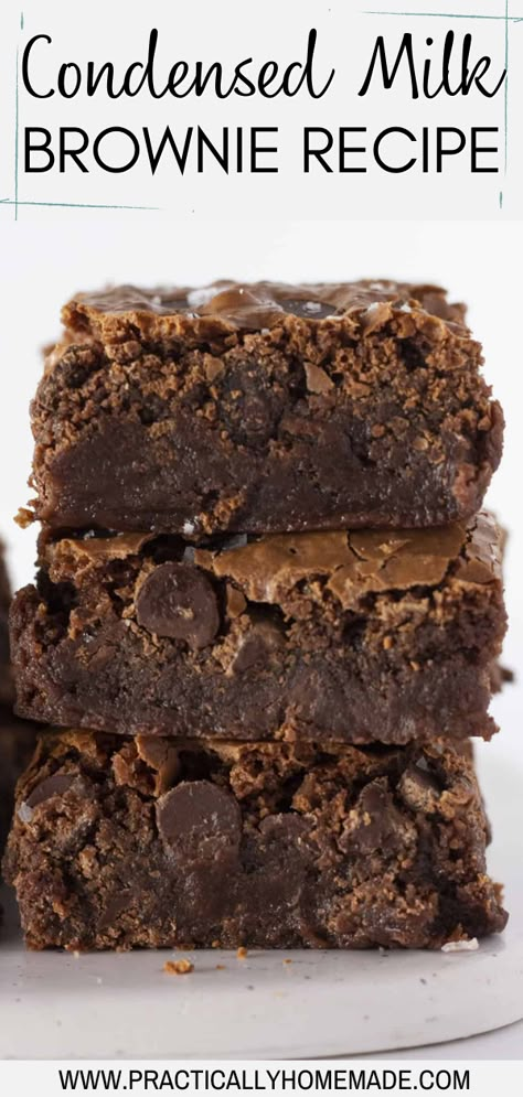 Mrs Fields Brownie Recipe, Deserts With Sweet Condensed Milk, Recipes Using Boxed Brownies, Recipes Using Sweetened Condensed Milk Desserts, Box Brownies With Condensed Milk, Cowboy Brownies, Things To Make With Brownie Mix Ideas, Box Mix Brownies Better, Cool Dessert Ideas