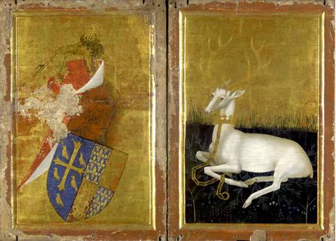 a white deer from history, Richard II Wilton Diptych, Richard Ii, White Deer, Catholic Art, Illuminated Manuscript, Gifts For Office, Sacred Art, French Artists, Middle Ages