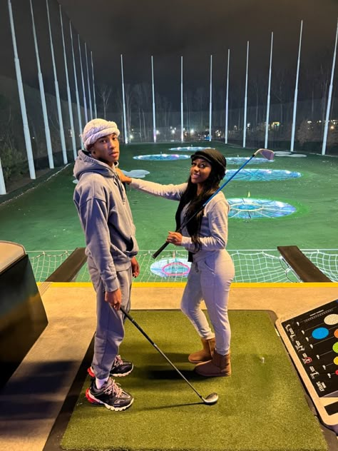 Black Couple Goal Romantic Date, Top Golf Date Black Couple, Nba Date Night, Date Night Black Couple, Black Couple Date Night, Date Ideas Black Couples, Dates Aesthetic Black Couple, Arcade Date Black Couple, Date Night Black Couple Goals