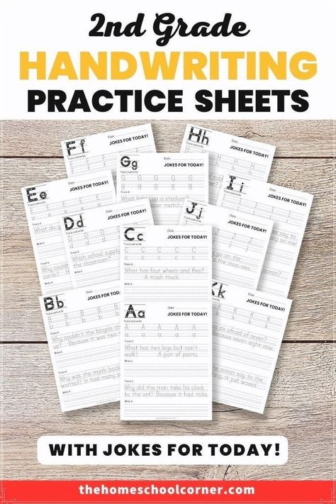 2nd Grade Handwriting Practice Sheets - The Homeschool Corner 2nd Grade Handwriting Practice, Handwriting Sentence Practice, 2nd Grade Handwriting, Print Handwriting Practice Sheets, Homeschool Corner, Good Handwriting, Writing Sentences Worksheets, Best Handwriting, Jokes Of The Day