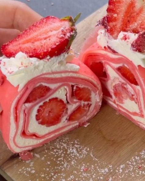 FOOD VALLEY on Instagram: "Strawberry crepe roll (aka towel cake)🍓🍓🍓 . . 📽️ @ohcakeswinnie (credit goes to the rightful owner)  . . Follow @foodvalleyyy Follow @foodvalleyyy Follow @foodvalleyyy . . #food #foodporn #foodie #instafood #foodphotography #foodstagram #yummy #foodblogger #foodlover #instagood #love #delicious #follow #like #healthyfood #homemade #dinner #foodgasm #tasty #photooftheday #foodies #restaurant #cooking #lunch #picoftheday #bhfyp #foodpics #instagram #healthy #chef" Strawberry Crepe, Strawberry Crepes, Towel Cake, Cooking Lunch, Homemade Dinner, Cake Roll, Healthy Chef, Food Pictures, Food Lover