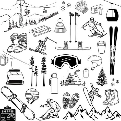 Ski and Board Snowboard Drawing, Skiing Tattoo, Ski Drawing, Washington State History, Hill Logo, Snowboard Art, Skiing Art, Funky Prints, Light Blue Aesthetic