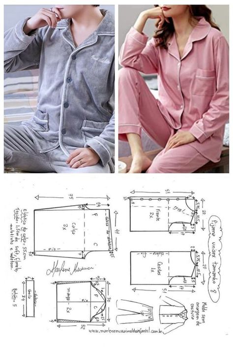 Clothing Pattern Design, Easy Dress Sewing Patterns, Pajama Pattern, Sewing Clothes Women, Fashion Design Patterns, Fashion Sewing Tutorials, Baby Dress Patterns, Blouse Pattern Sewing, Diy Sewing Pattern