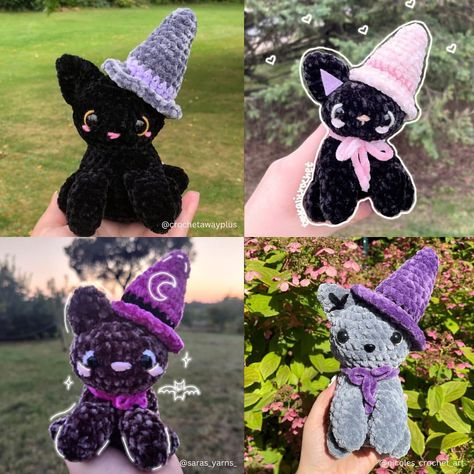 khrys | PATTERN RELEASE & TESTER APPRECIATION as a thank you for 2k followers, Connie the cat witch is officially out as a free pattern!! feel... | Instagram Crochet Cat Ears, Cat With Witch Hat, Crochet Witch, Cat Crochet, Witch Cat, Crochet Inspiration, Crochet Cat, Witch Hat, Crochet Dress