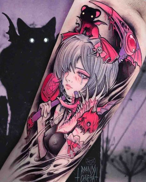 anime tattoo reaper Anbu Tattoo, Tattoo For Woman, Pastel Tattoo, Pink Tattoo, Custom Temporary Tattoos, Kawaii Tattoo, Temporary Tattoo Designs, Badass Tattoos, Dark Tattoo