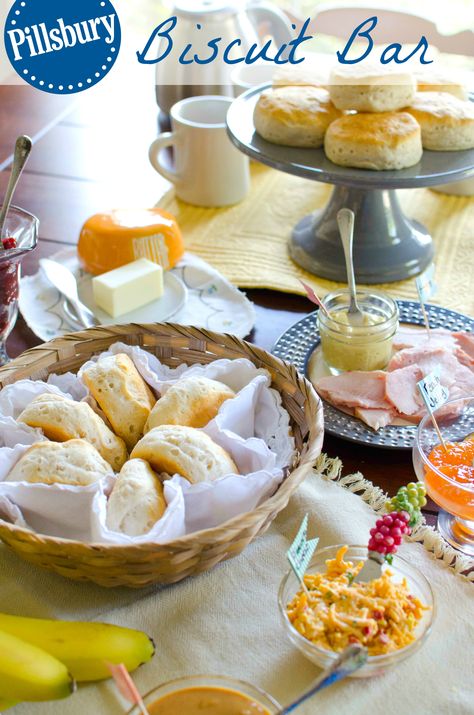 Biscuits are the star of this get-together! Our favorite Mississippi-based blogger Seed At The Table shows how to throw an easy, affordable and fun Southern-style party with a flaky biscuits. Southern Bridal Shower Ideas, Graduation Brunch, Jam Bars, Pillsbury Biscuits, Biscuit Bar, Healthy Brunch Recipes, Food Bars, Morning Brunch, Easy Brunch Recipes