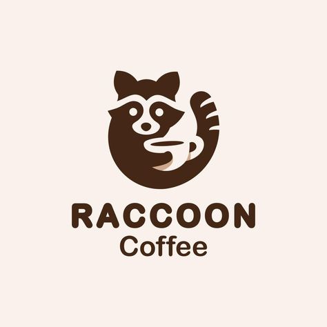 logo design raccoon with coffee mug and stylish vector illustration Logo Illustration Design Ideas, Raccoon Logo Design, Logo With Animal, Animals Logo Design Ideas, Logo Animal Design, Coffee Background Graphics, Mug Logo Design, Raccoon With Coffee, Logo Coffee Design