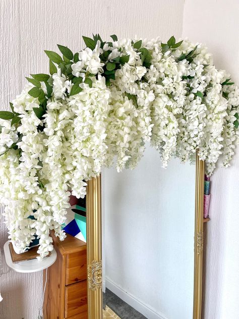 White/Ivory Wisteria Garland 150 cm, Faux Wisteria Arch, Wedding Flower Arch, Large Floral Swag, Artificial Wisteria Decor Wisteria Decor, Wisteria Arch, Flower Arch Wedding, Wisteria Garland, Wedding Flower Arch, Wisteria Flower, Windows Display, Purple Wisteria, White Wisteria