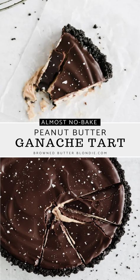 Peanut Butter Chocolate Tart, Chocolate Torte With Ganache, Chocolate Peanut Butter Tart, Peanut Butter Pie With Chocolate Ganache, Tart Filling Recipes, Chocolate Tart Crust, No Bake Tart, Fall Tart, Peanut Butter Tart