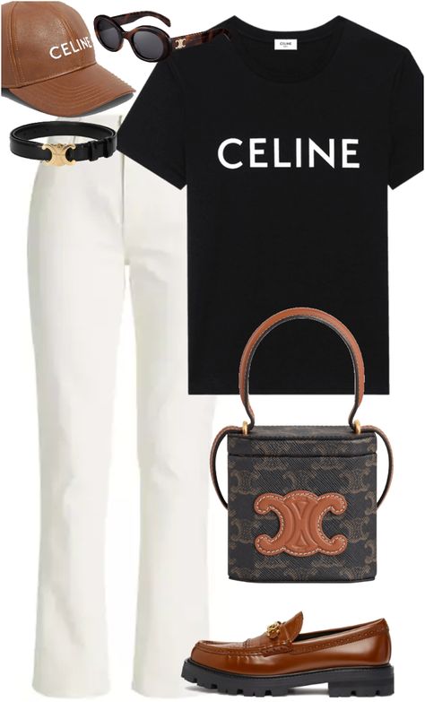 Discover outfit ideas for made with the shoplook outfit maker. How to wear ideas for Shop Frame Le Super and Celine Celine Summer Outfit, Celine T Shirt Outfit, Celine Top Outfit, Celine Lookbook, Celine Outfit, Baseball Cap Outfit Summer, Celine Belt, Celine Dress, Baseball Cap Outfit