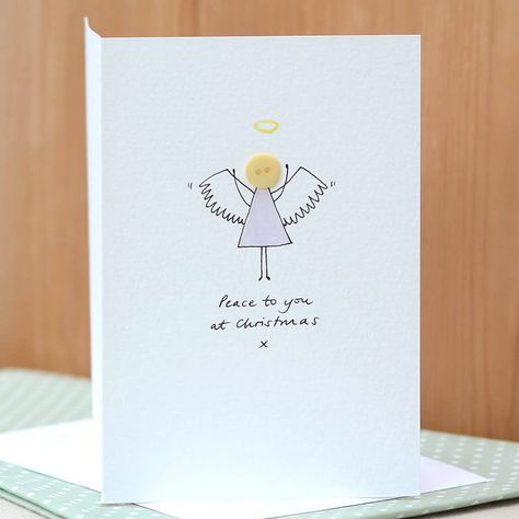 Angel Cards Handmade, Button Christmas Cards, Angel Christmas Cards, Angel Card, Meaningful Christmas, Business Christmas, Christmas Card Inspiration, Christmas Doodles, Beautiful Christmas Cards