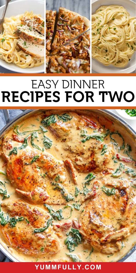 Easy Dinner Recipes for Two - Yummy and fully Spicy Dinner Ideas For Two, 5 Recipe Meals, Date Night Crockpot Dinners, Husband Recipes Dinners, Special Meals For Two, Impressive Meals For Two, Simple Two Person Dinners, Cooking For Boyfriend First Time, Recipes For Two On A Budget