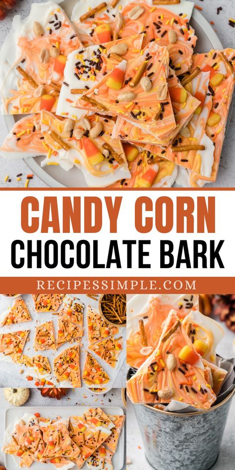 Candy Corn Bark, Candy Corn Recipe, Pretzel Recipe, Small Microwave, Pretzels Recipe, Bark Recipe, Almond Bark, Chocolate Bark, Fall Dessert