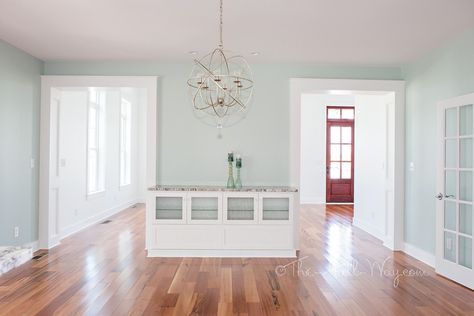 Sherwin Williams Copen Blue, Blue Sherwin Williams, Palladian Blue Benjamin Moore, Light Blue Paint Colors, Forest Kitchen, Sherwin Williams Blue, Light Green Paint, Copen Blue, Grandmother Aesthetic