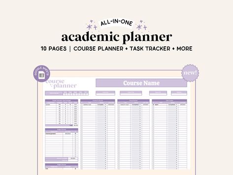 NEW Academic Planner Spreadsheet | Google She Grade Tracker Google Sheets, School Spreadsheet, Scholarship Tracker, College Spreadsheet, Course Planner, Homework Checklist, Study Planner Free, Gpa Calculator, College Schedule