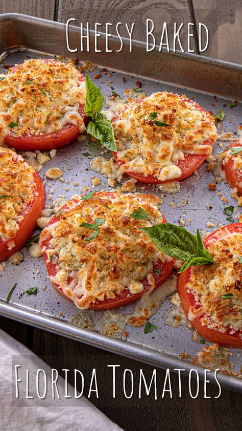 Cheesy Baked Florida Tomatoes, Cheesy Baked Tomatoes, Cheesy Baked Tomato Slices, Stuffed Tomato Casserole, Baked Tomatoes With Cream Cheese, Tomato Baked With Cheese, Baked Tomatoes With Cheese, Baked Cherry Tomato Recipes, Twelve Tomatoes Recipes