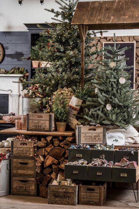 Magnolia Market Christmas, Magnolia Market, Christmas Interiors, Chip And Joanna Gaines, Natural Christmas, Christmas Store, Christmas Tree Farm, Christmas Window, Farmhouse Christmas Decor