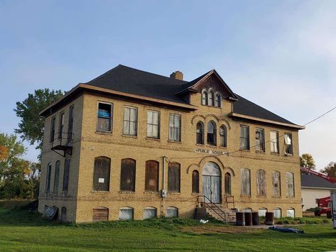 1909 School in Comstock, MN - $89,900 - Old House Dreams Old School Exterior, Old School Building, Vintage School Building, Old English School Building, Old Dormitory, Old Boarding School Exterior, Old State House Boston, Membrane Roof, West Virginia History