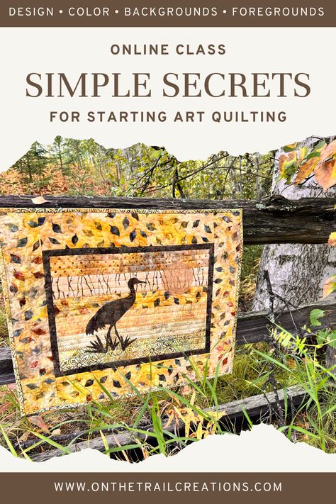 Learn art quilting in a very low stress way!  Quilting, art quilting, design, color, quilted wall hanging Art Quilts Inspiration, Beginning Art, Quilting Art, Sew Quilt, Art Quilting, Quilted Wall Hanging, Picture Quilts, Art Quilt, Learn Art