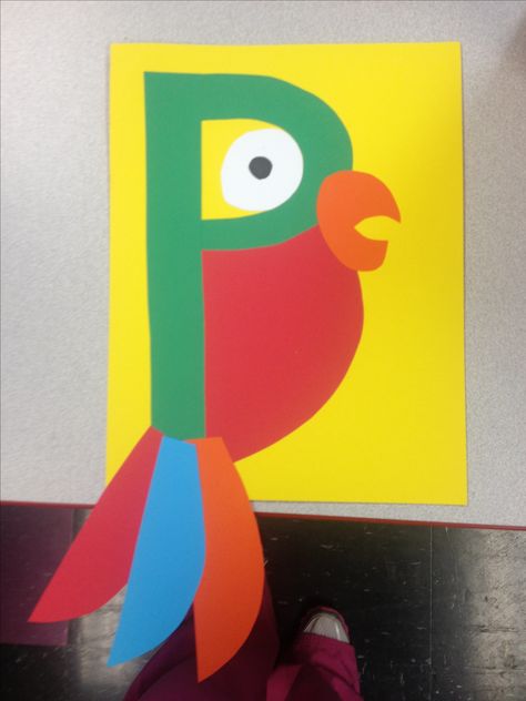 P is for Parrot! P Is For Parrot Craft, P Is For Parrot, P Is For Craft, P Is For, P For Parrot, Letter P Crafts For Preschoolers, Letter P Craft, Letter P Art, Art Projects For Preschoolers